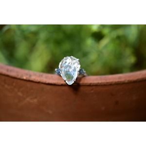 3 carat Pear shaped Lake county diamond and Montana sapphire engagement …